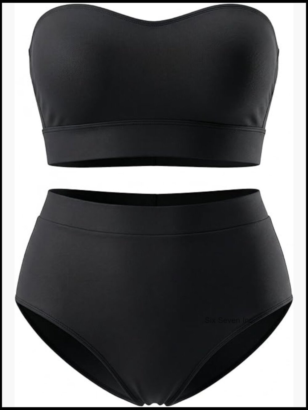 Plus Size High Waisted Bandeau Bikini Two Piece Swimsuit Set Retro
